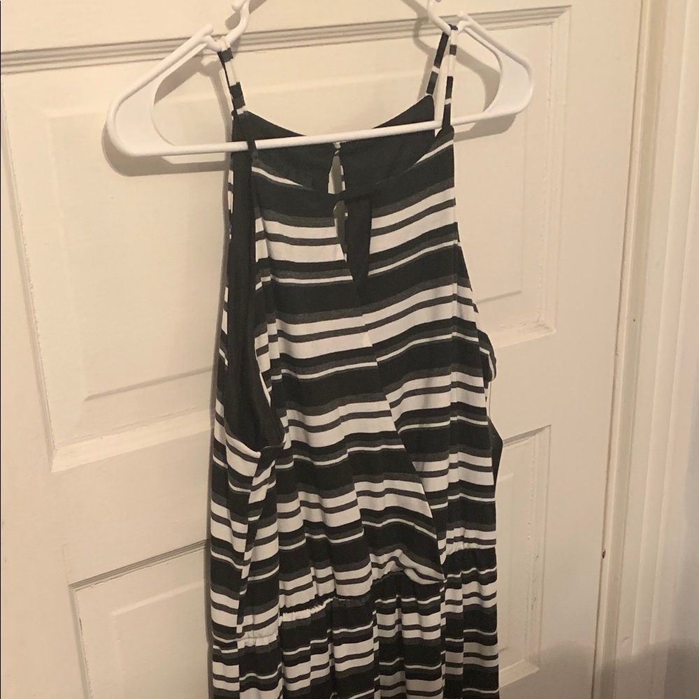 Black, white, & gray striped maxi dress
